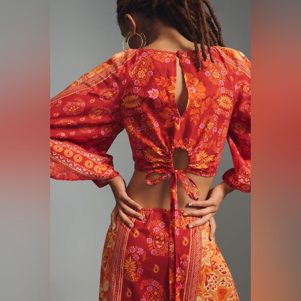 FARM Rio Anthropologie Combuco Cutout Maxi Dress Red Size L - Picture 11 of 13